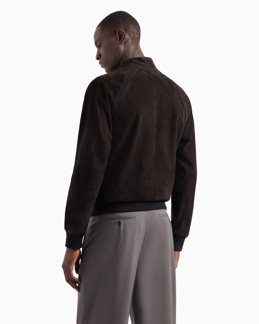 The World Of Armani BLOUSON CON ZIP IN SUEDE DI AGNELLO