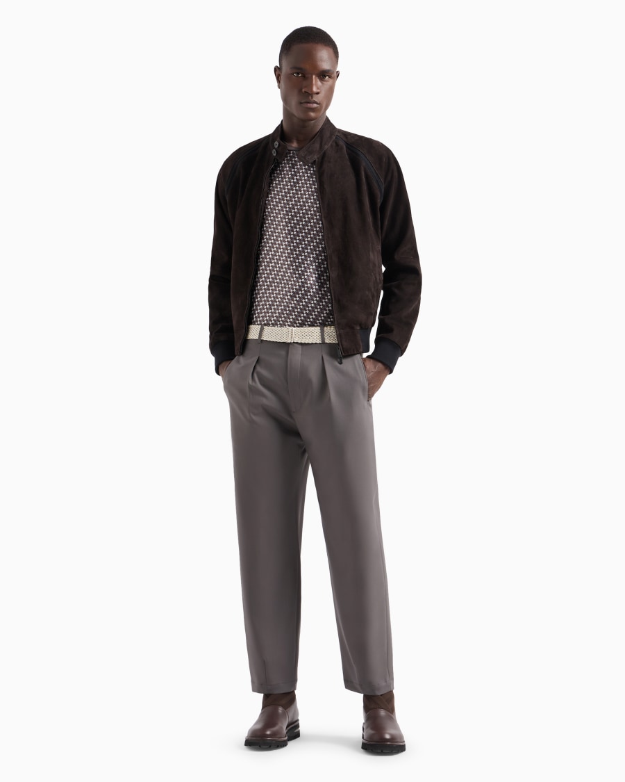 The World Of Armani BLOUSON CON ZIP IN SUEDE DI AGNELLO