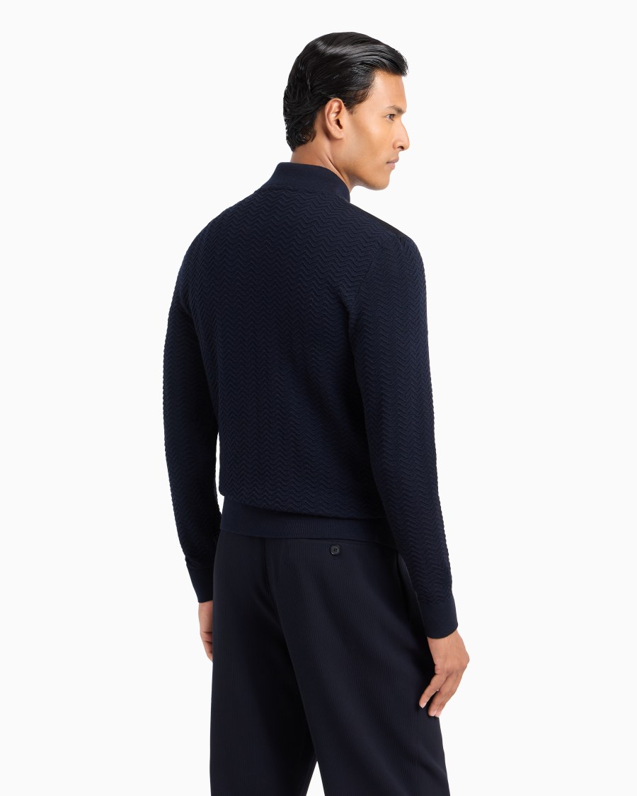 The World Of Armani BLOUSON CON ZIP IN SUEDE DI AGNELLO E MAGLIA MISTO CASHMERE