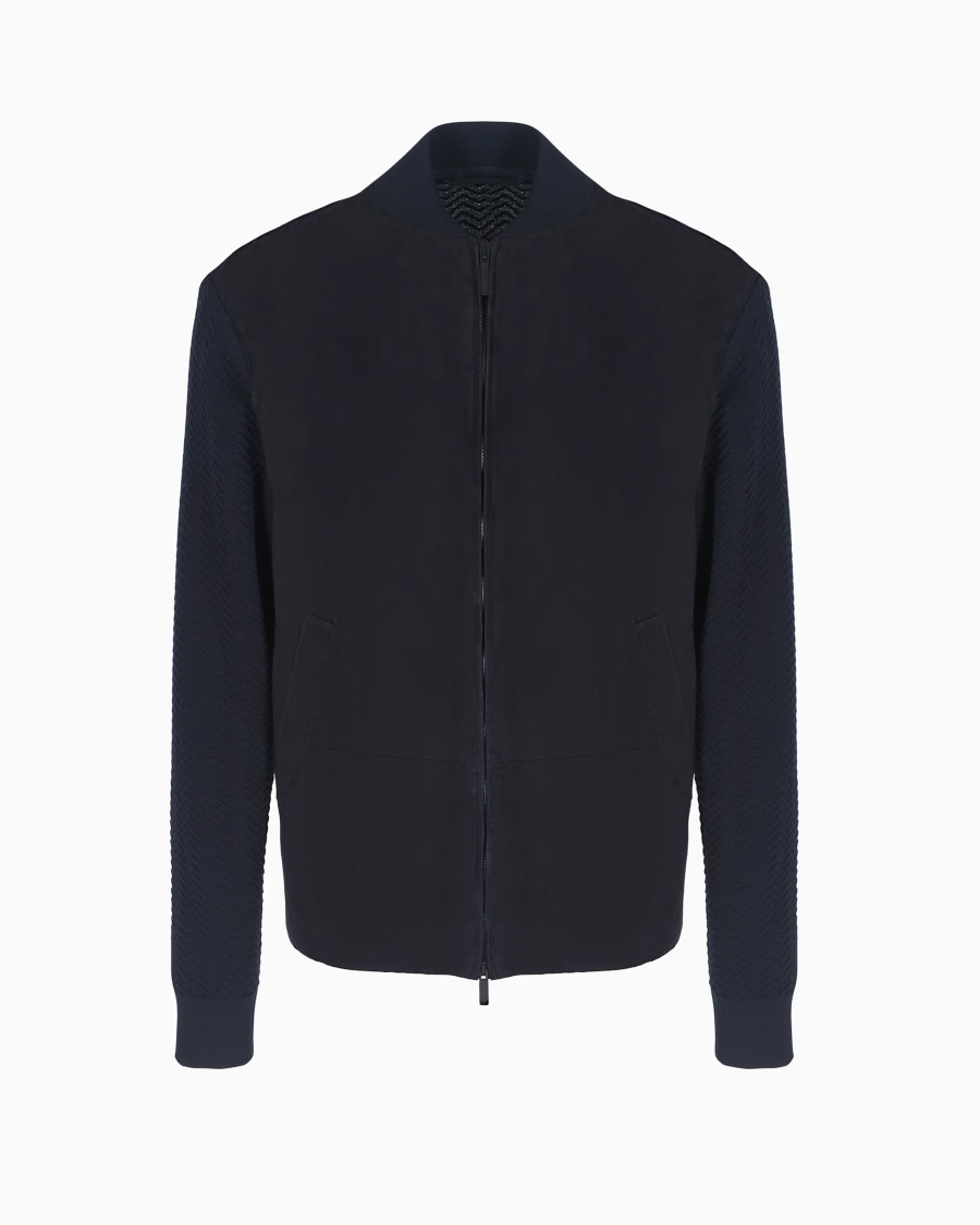 The world of armani BLOUSON CON ZIP IN SUEDE DI AGNELLO E MAGLIA MISTO CASHMERE