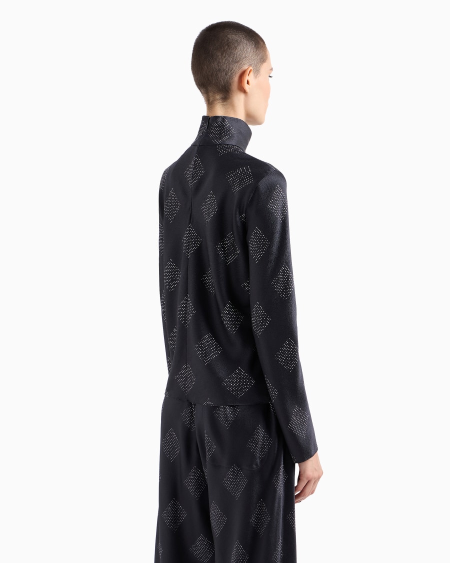 The World Of Armani BLUSA A MANICHE LUNGHE IN CREPONNE DI SETA STAMPATA