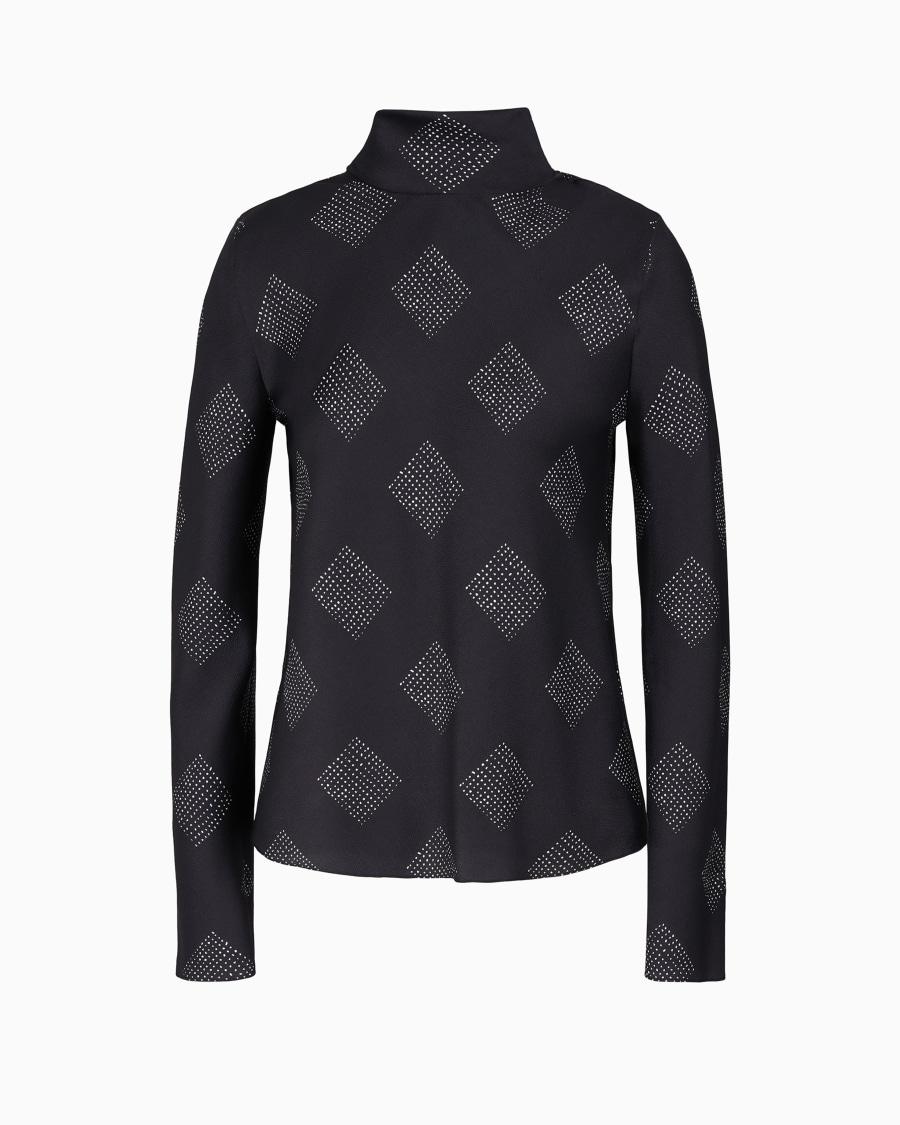 The world of armani BLUSA A MANICHE LUNGHE IN CREPONNE DI SETA STAMPATA