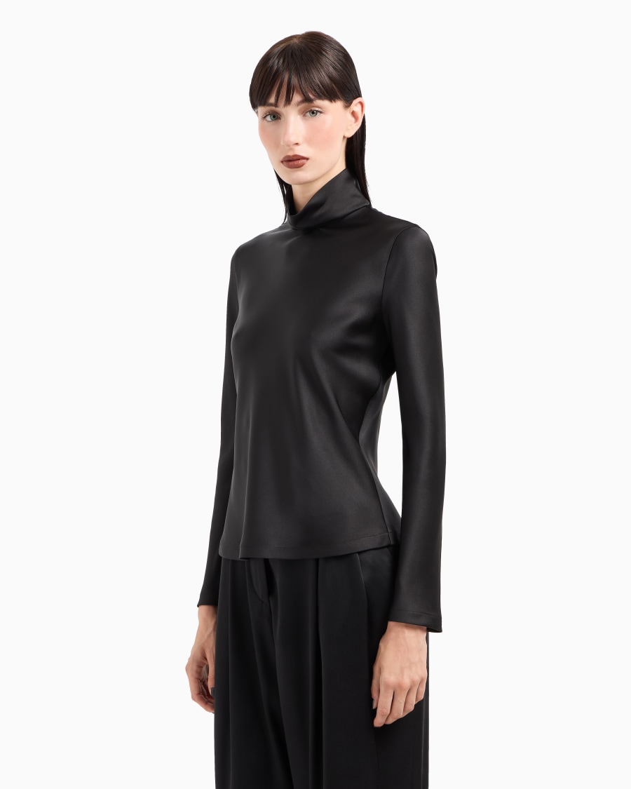 The World Of Armani BLUSA A MANICHE LUNGHE IN DOPPIO RASO DI SETA