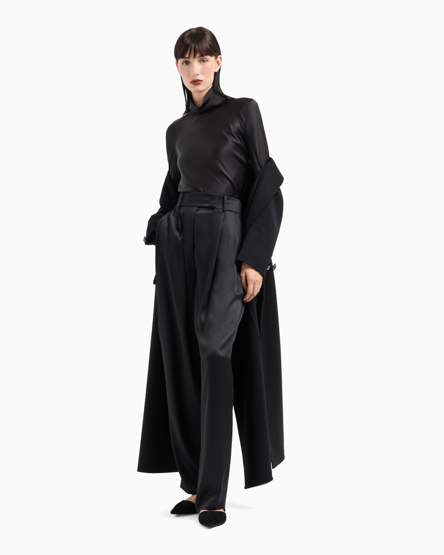 The World Of Armani BLUSA A MANICHE LUNGHE IN DOPPIO RASO DI SETA