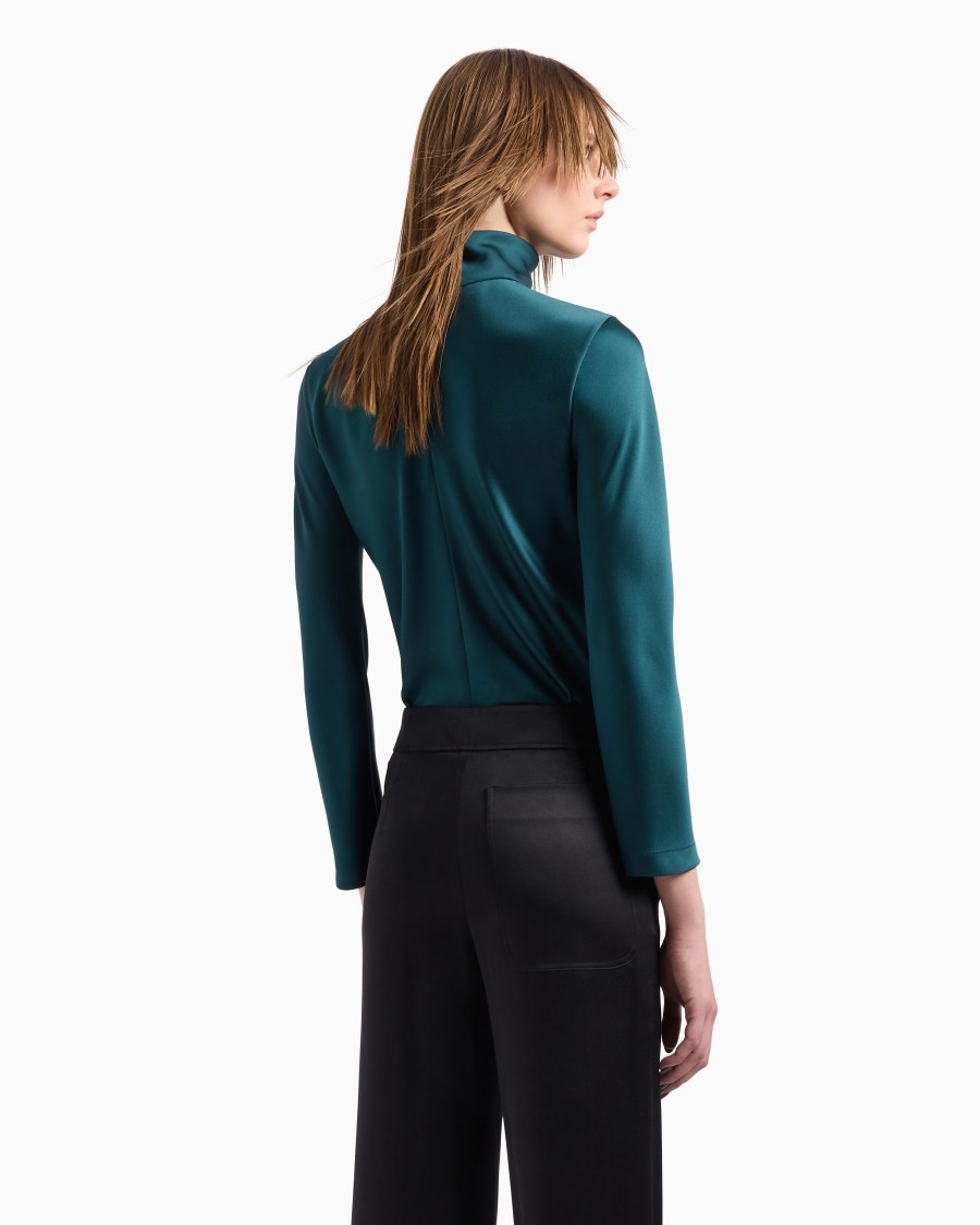 The World Of Armani BLUSA A MANICHE LUNGHE IN DOPPIO RASO DI SETA