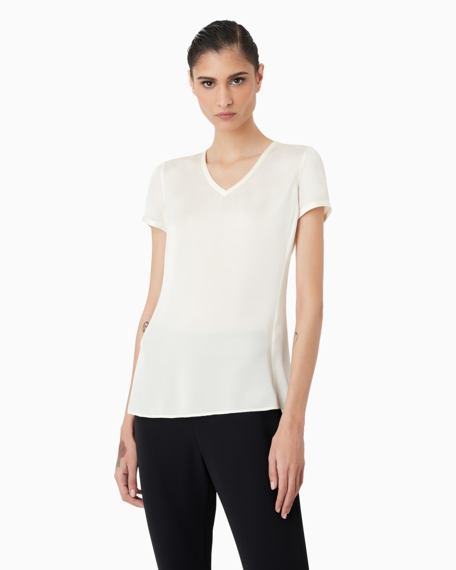 The World Of Armani BLUSA IN CHARMEUSE DI SETA CON SCOLLO A V