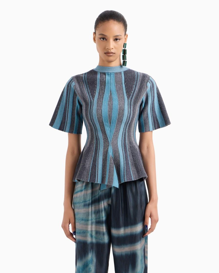 The World Of Armani BLUSA IN MAGLIA DI MISTO VISCOSA JACQUARD