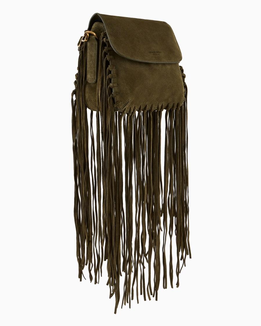 The World Of Armani BORSA LA PRIMA IN PELLE SCAMOSCIATA CON FRANGE