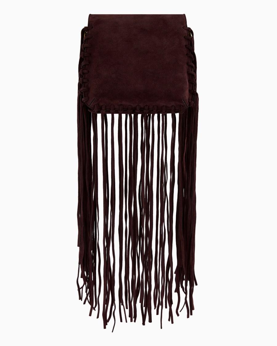 The World Of Armani BORSA LA PRIMA IN PELLE SCAMOSCIATA CON FRANGE