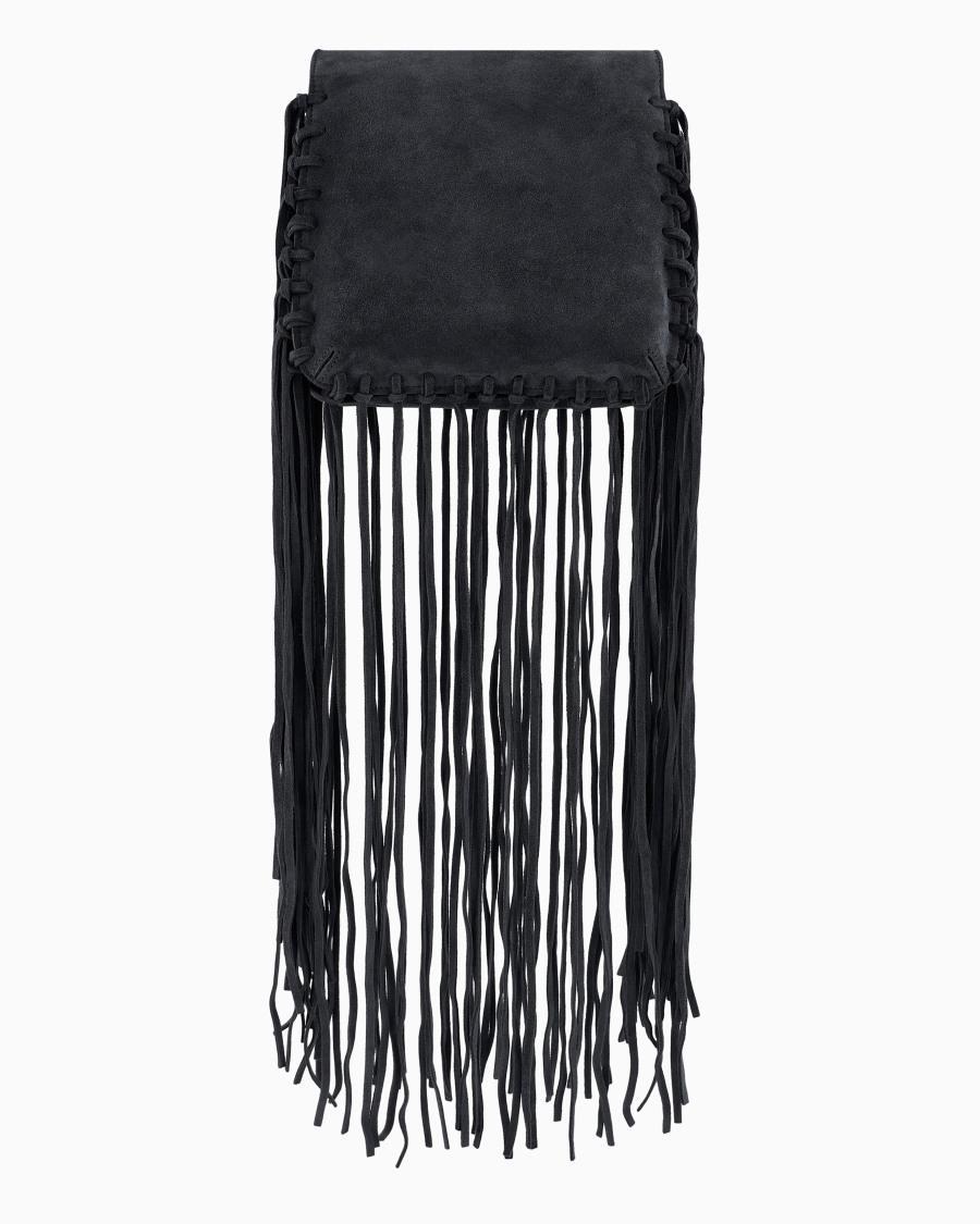 The World Of Armani BORSA LA PRIMA IN PELLE SCAMOSCIATA CON FRANGE