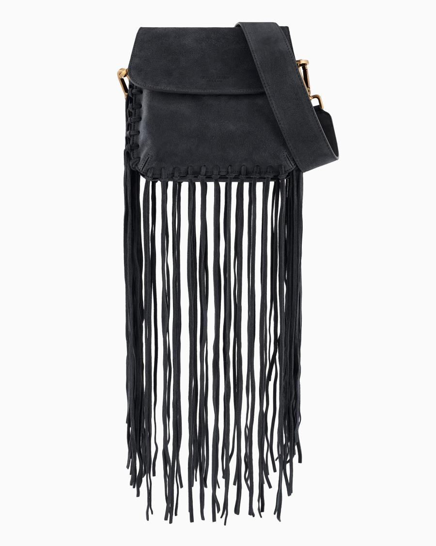 The world of armani BORSA LA PRIMA IN PELLE SCAMOSCIATA CON FRANGE