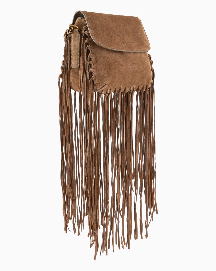 The World Of Armani BORSA LA PRIMA IN PELLE SCAMOSCIATA CON FRANGE