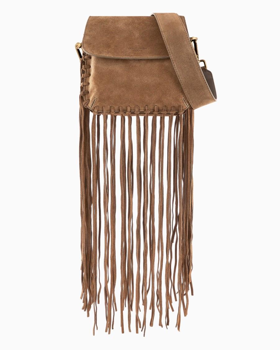 The world of armani BORSA LA PRIMA IN PELLE SCAMOSCIATA CON FRANGE