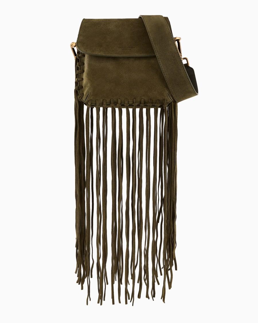 The world of armani BORSA LA PRIMA IN PELLE SCAMOSCIATA CON FRANGE