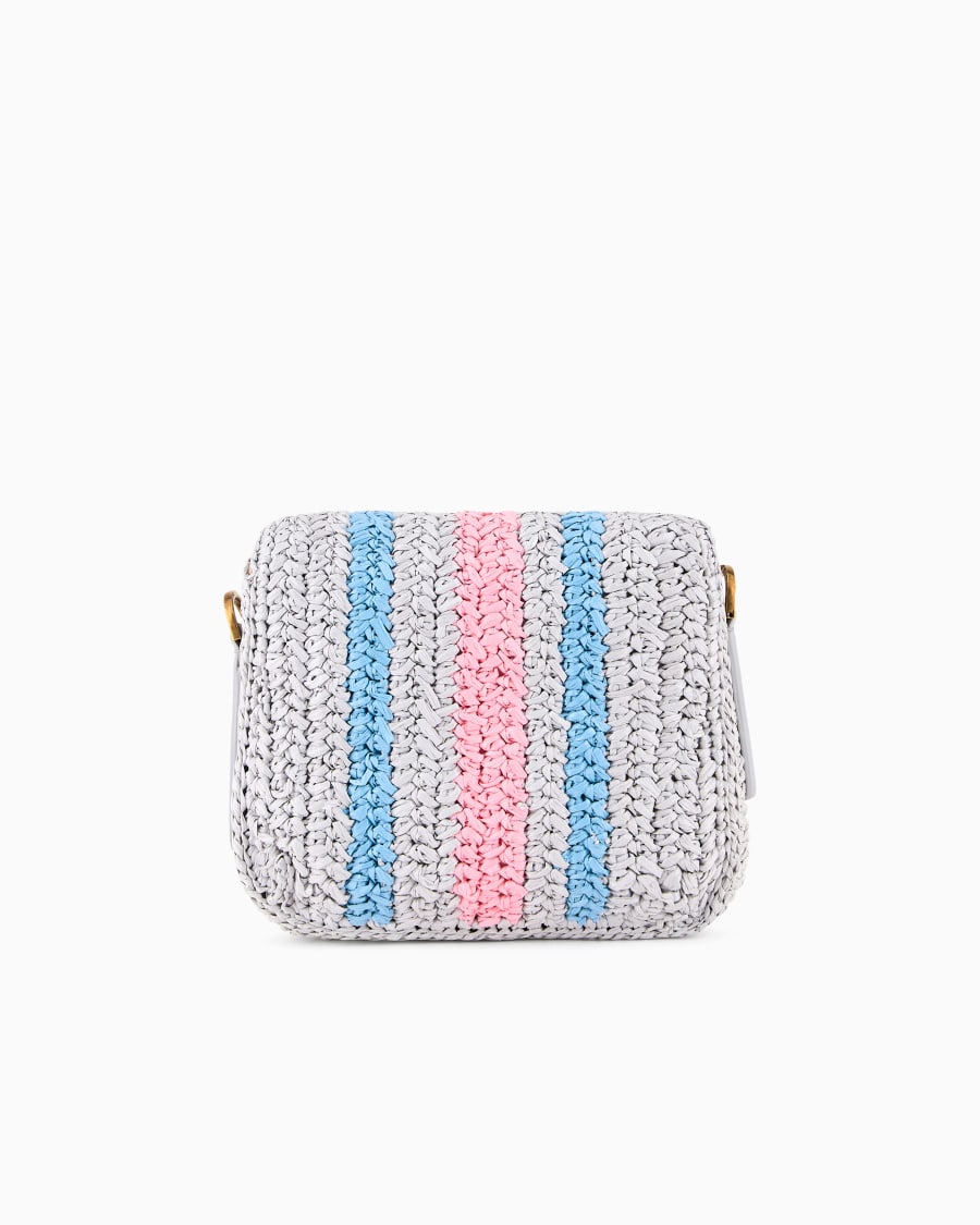 The World Of Armani BORSA LA PRIMA IN RAFIA INTRECCIATA A RIGHE CON TRACOLLA A NASTRO