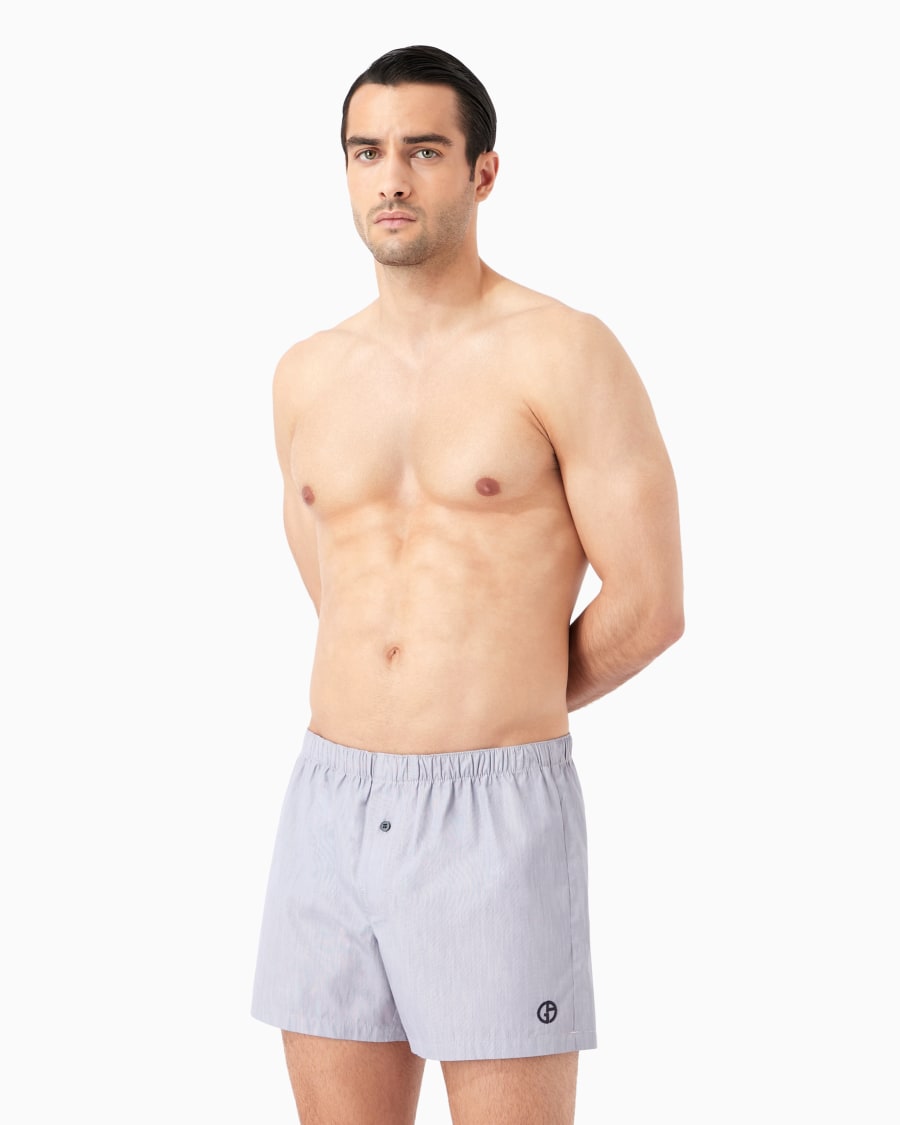 The World Of Armani BOXER IN COTONE CON LOGO RICAMATO