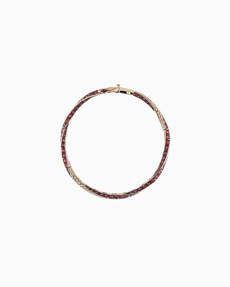 The world of armani BRACCIALE CIRCLE IN ORO BIANCO 18 KT DIAMANTI E RUBINI