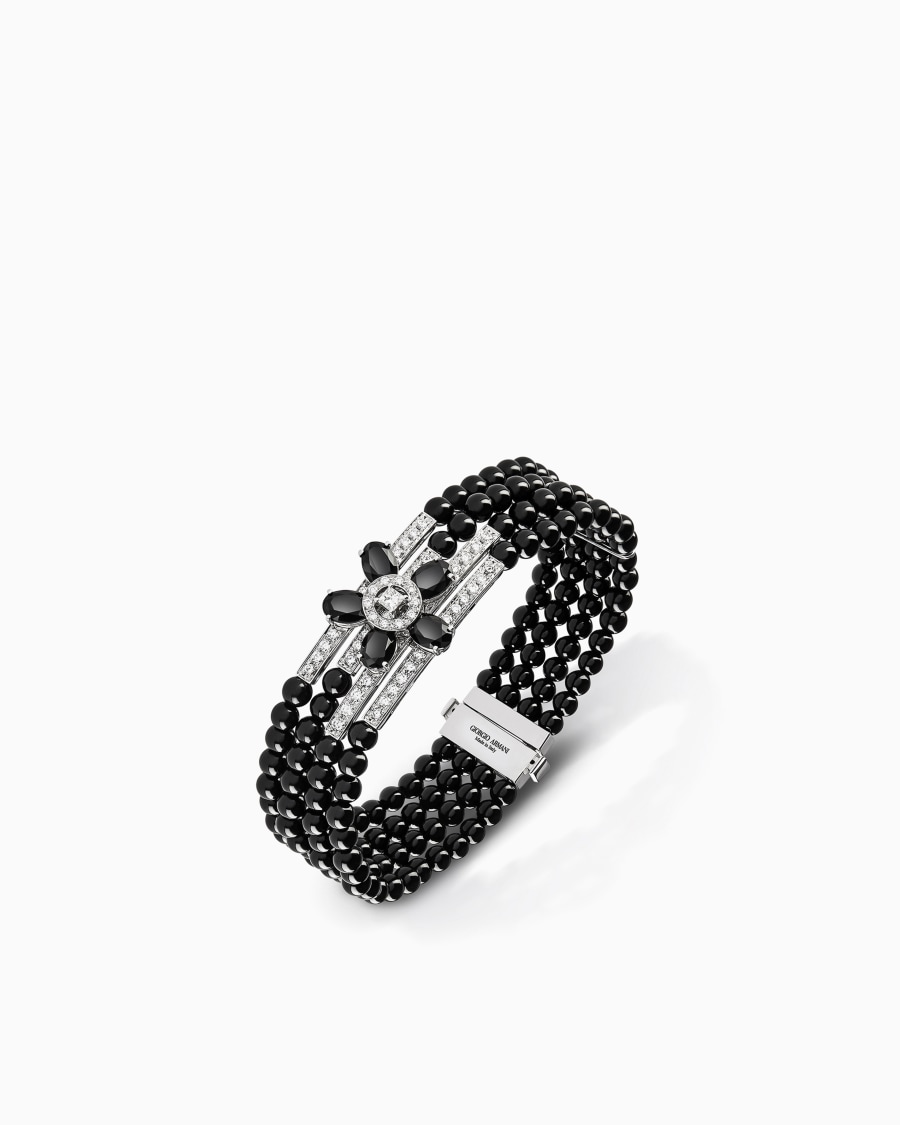 The world of armani BRACCIALE SÌ IN ORO BIANCO 18 KT DIAMANTI E ONICE