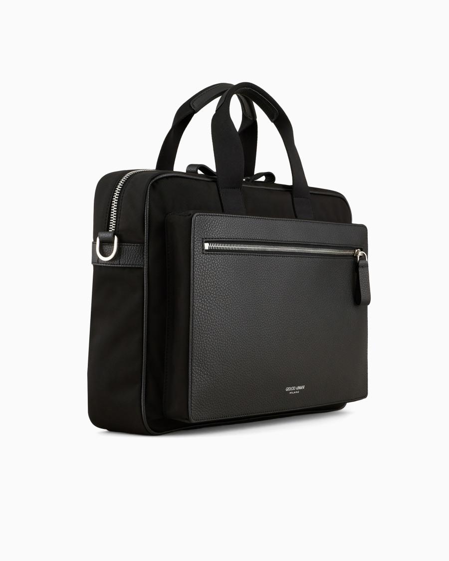 The World Of Armani BRIEFCASE IN NYLON E PELLE GRANATA