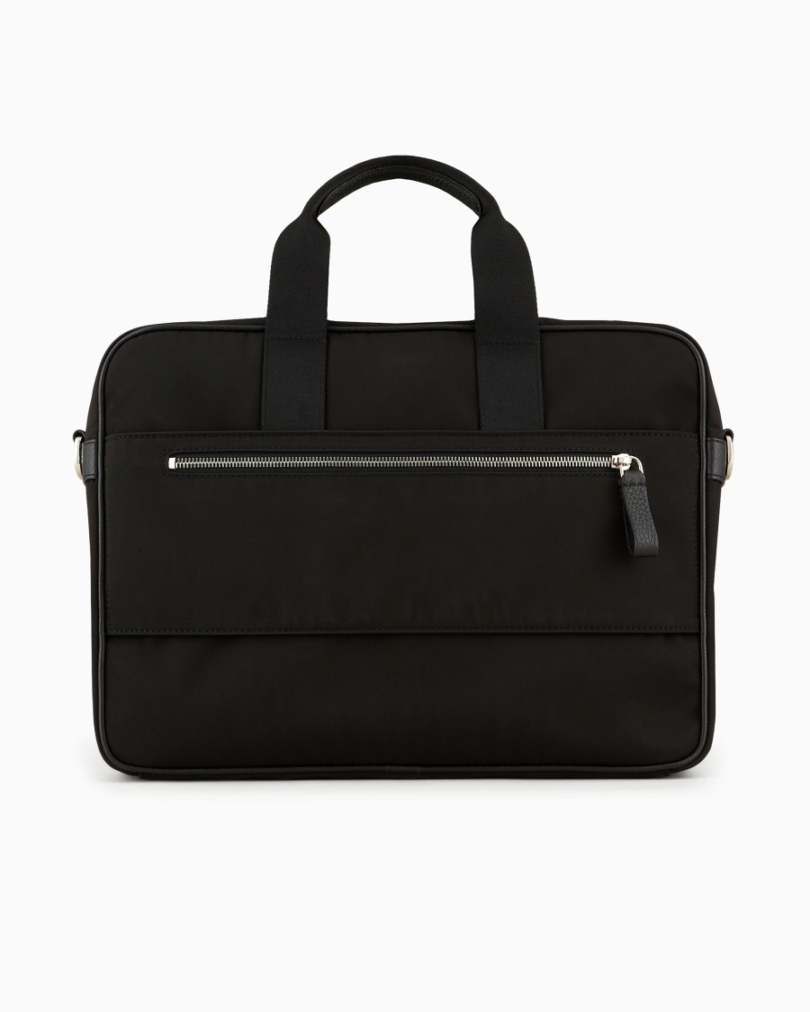 The World Of Armani BRIEFCASE IN NYLON E PELLE GRANATA