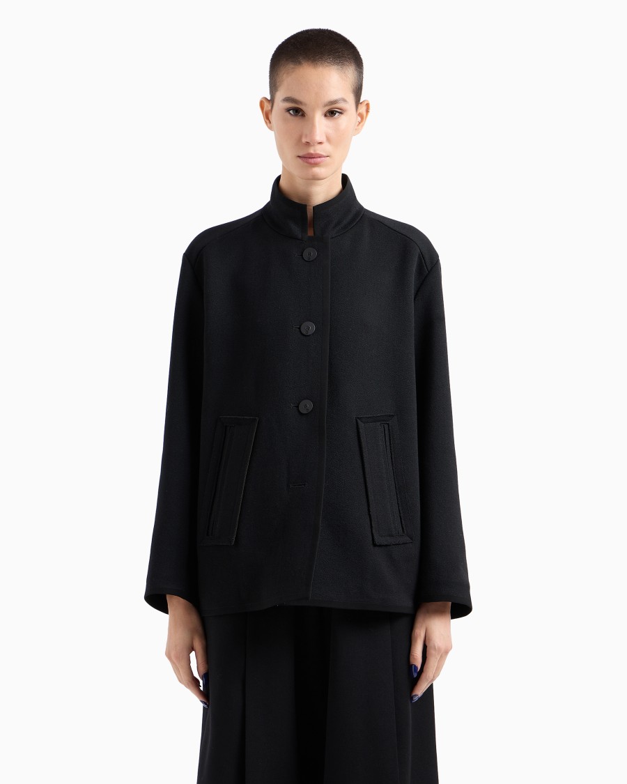 The World Of Armani CABAN CORTO MONOPETTO IN MISTO LANA