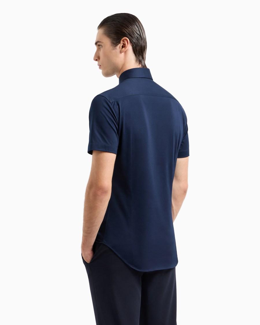 The World Of Armani CAMICIA A MANICHE CORTE IN JERSEY DI COTONE