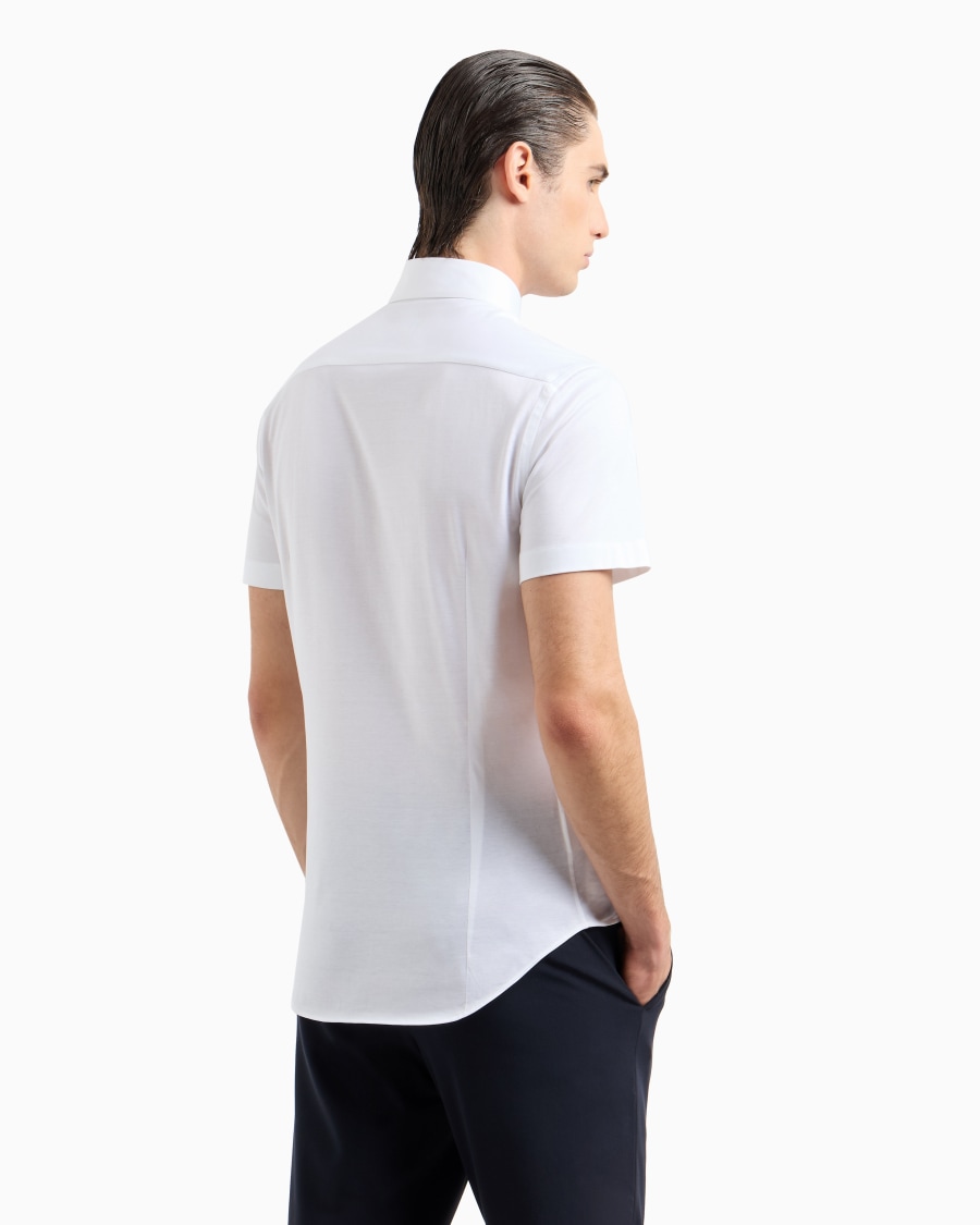 The World Of Armani CAMICIA A MANICHE CORTE IN JERSEY DI COTONE