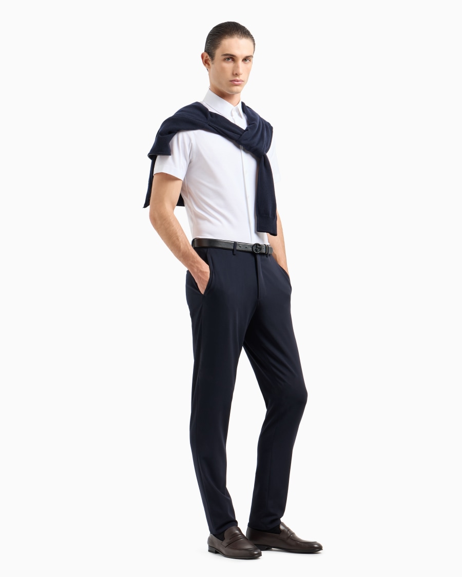 The World Of Armani CAMICIA A MANICHE CORTE IN JERSEY DI COTONE