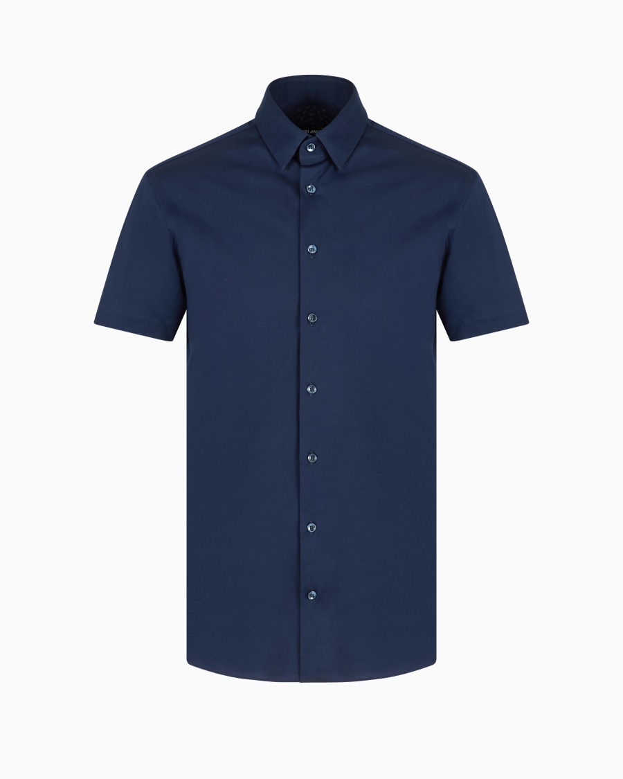 The world of armani CAMICIA A MANICHE CORTE IN JERSEY DI COTONE