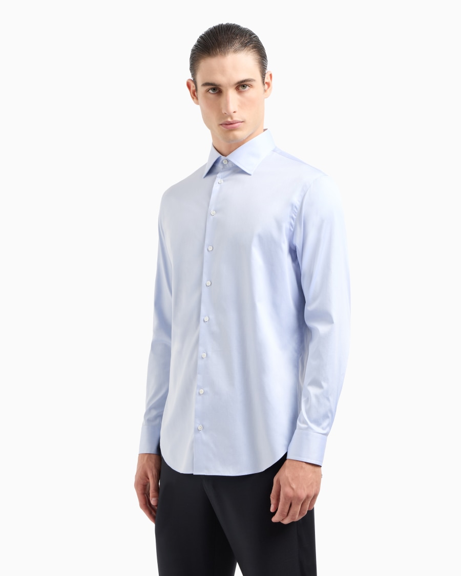 The World Of Armani CAMICIA CLASSICA IN TWILL DI COTONE