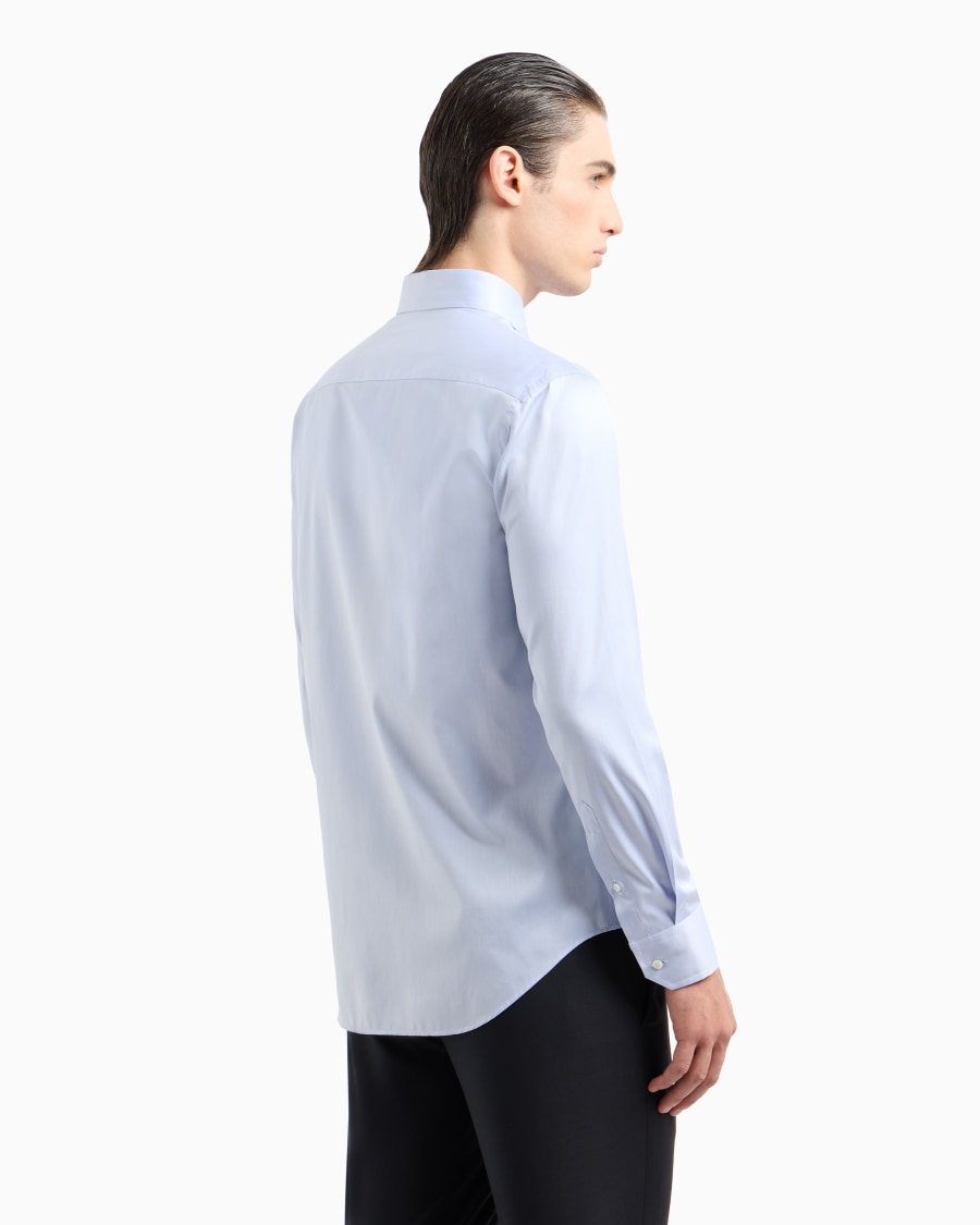 The World Of Armani CAMICIA CLASSICA IN TWILL DI COTONE
