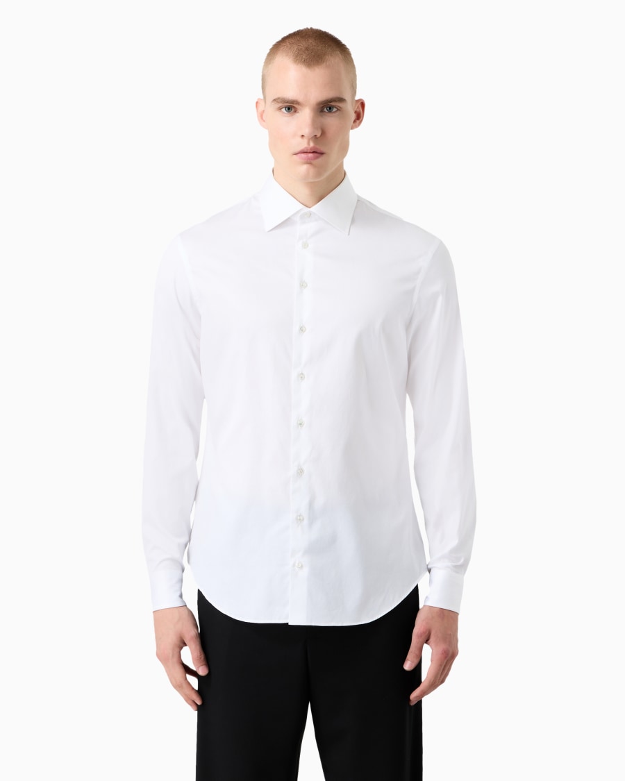 The World Of Armani CAMICIA CLASSICA IN TWILL DI COTONE