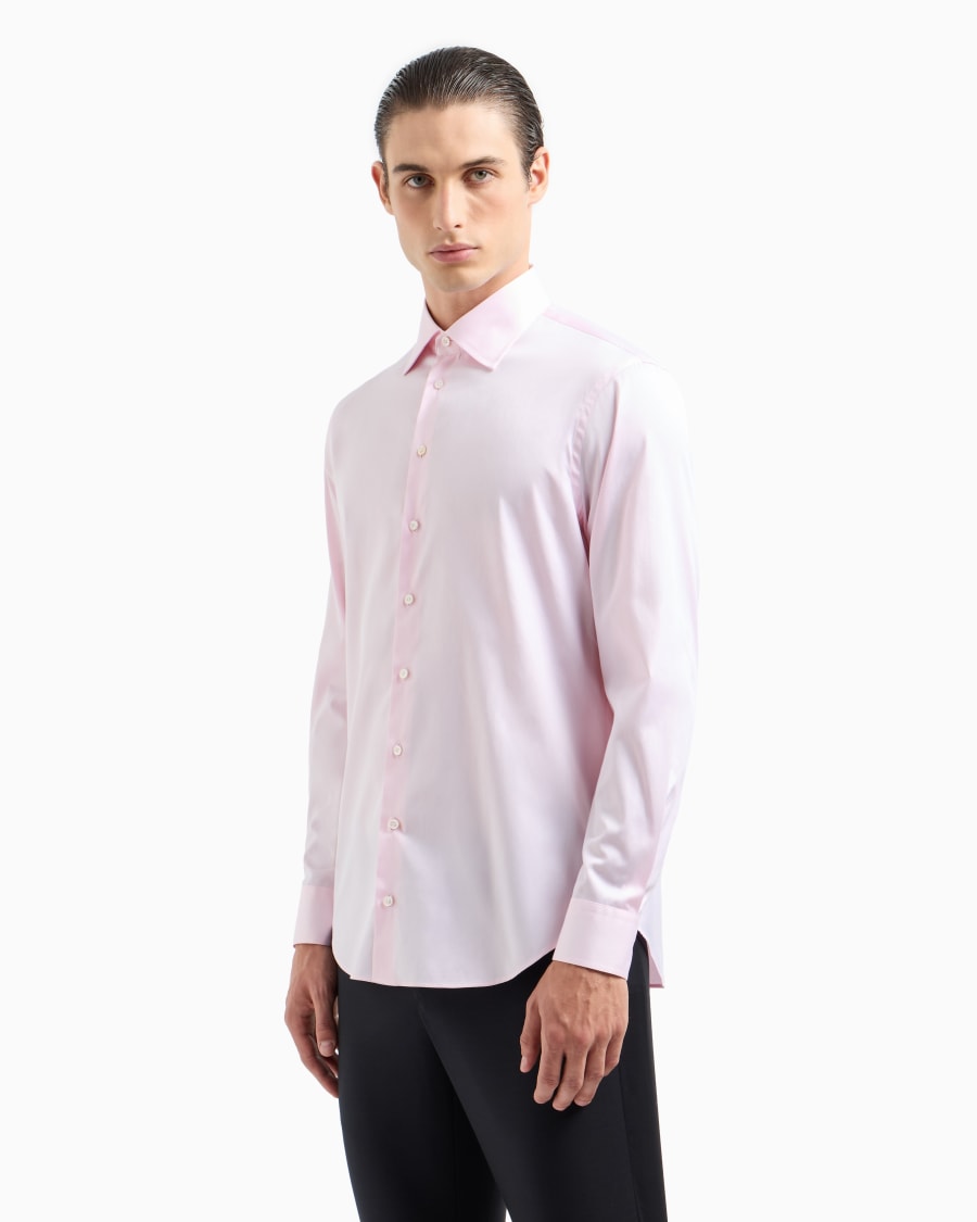 The World Of Armani CAMICIA CLASSICA IN TWILL DI COTONE