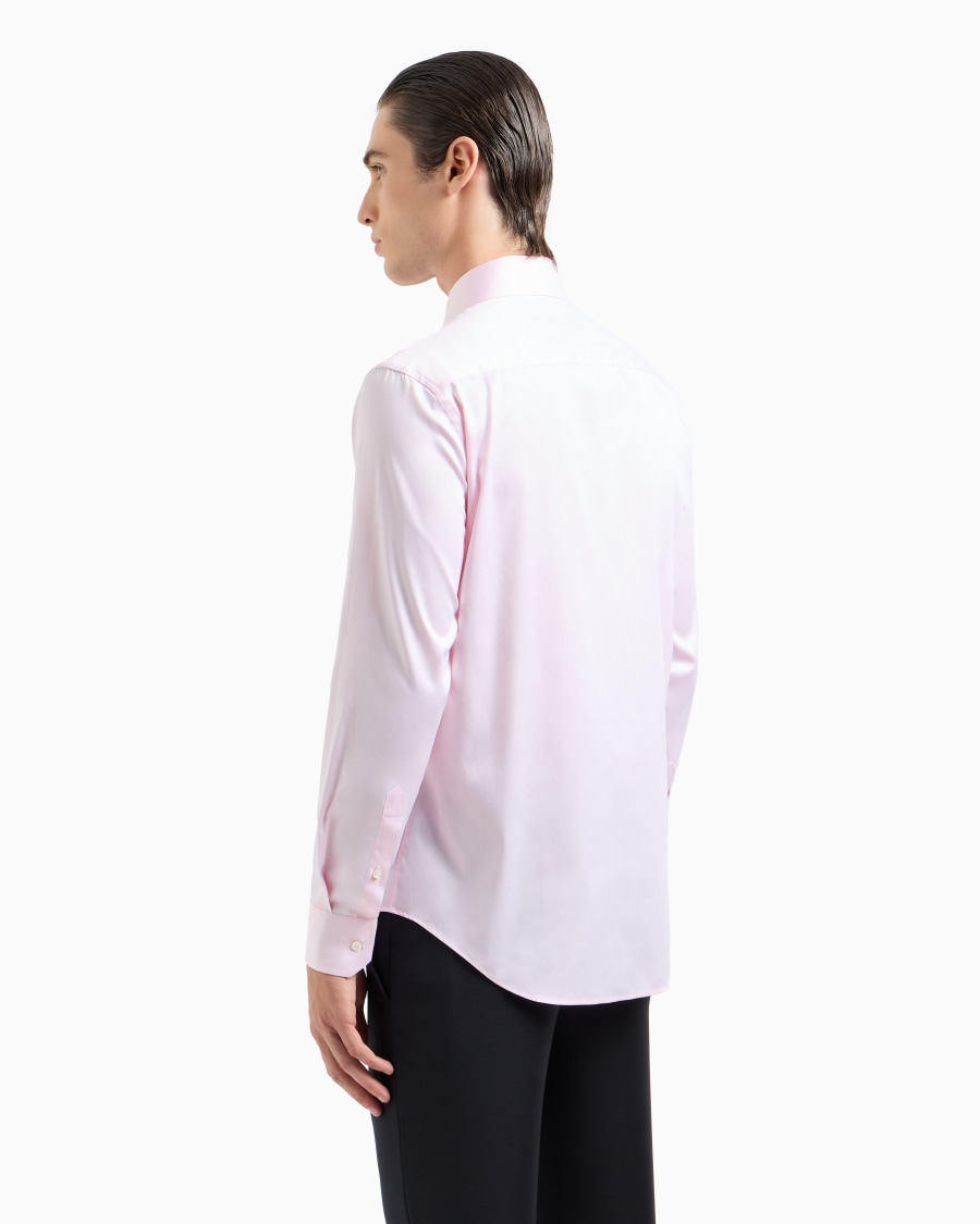 The World Of Armani CAMICIA CLASSICA IN TWILL DI COTONE
