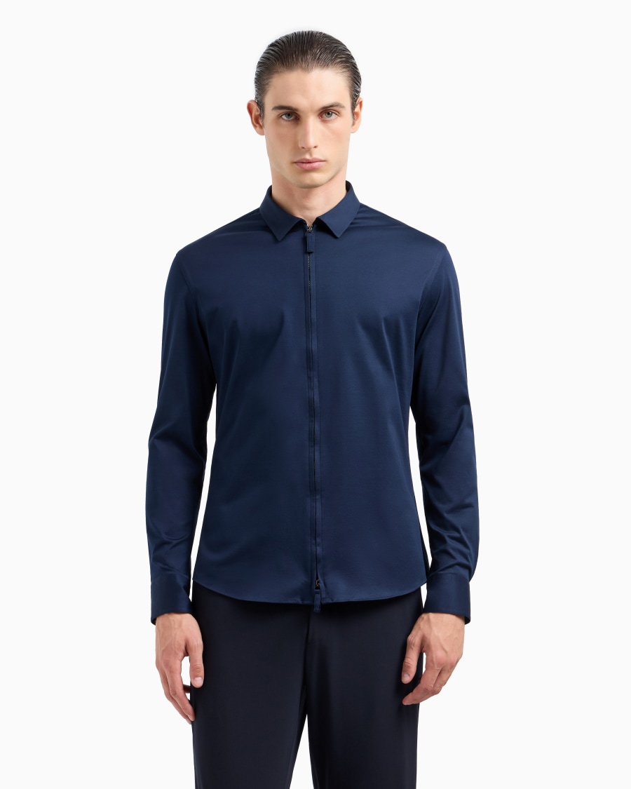 The World Of Armani CAMICIA CON ZIP IN JERSEY DI COTONE