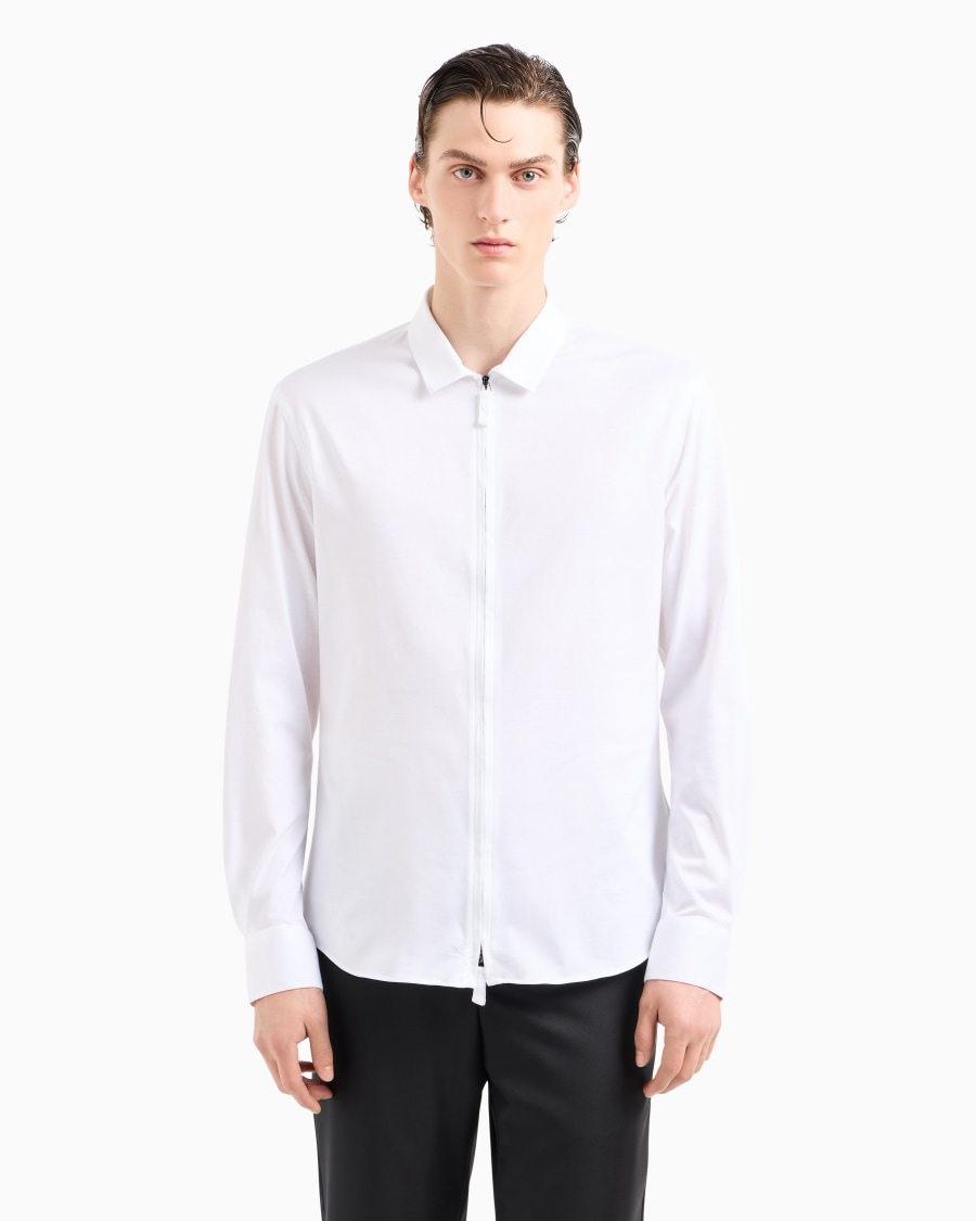 The World Of Armani CAMICIA CON ZIP IN JERSEY DI COTONE