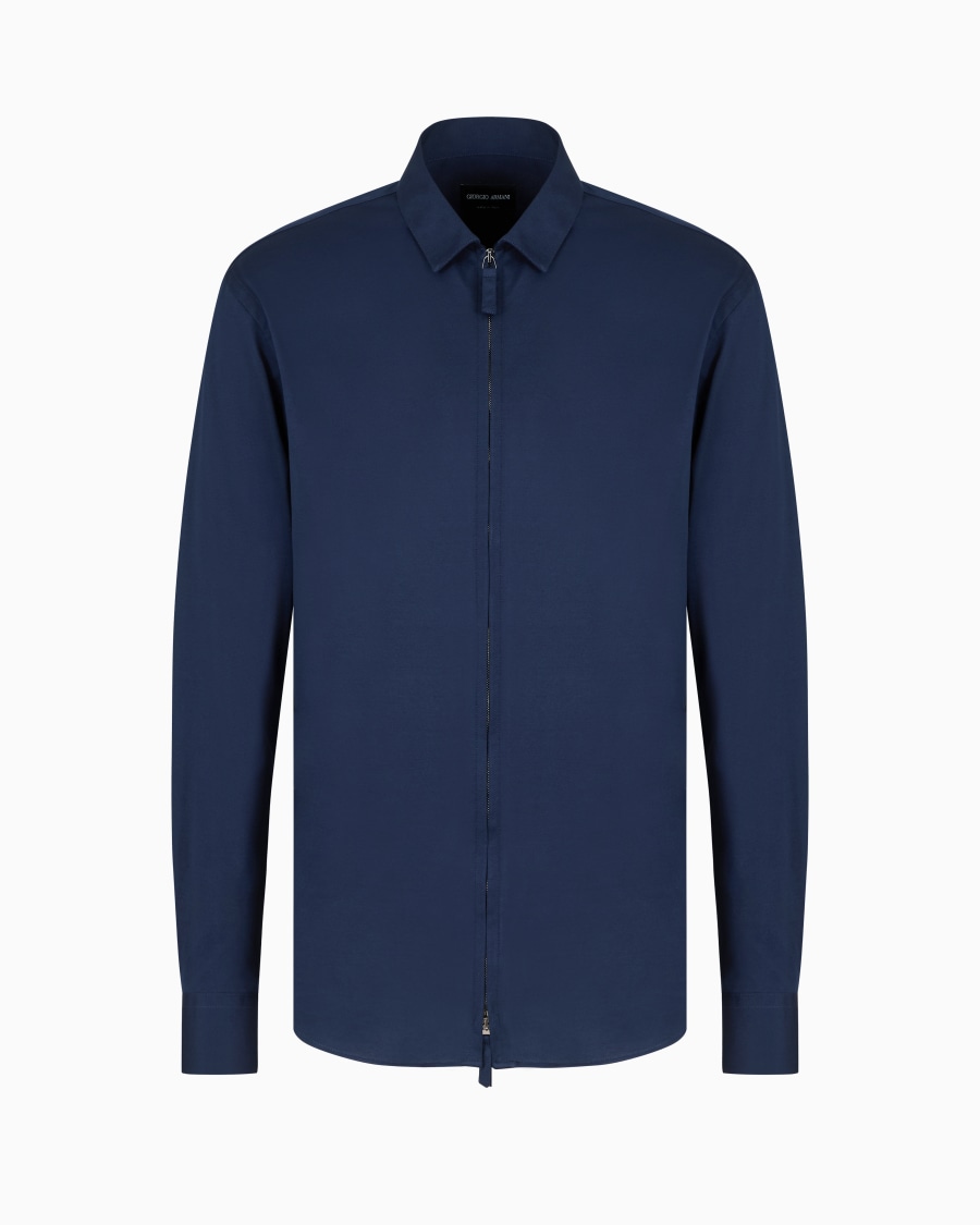 The world of armani CAMICIA CON ZIP IN JERSEY DI COTONE