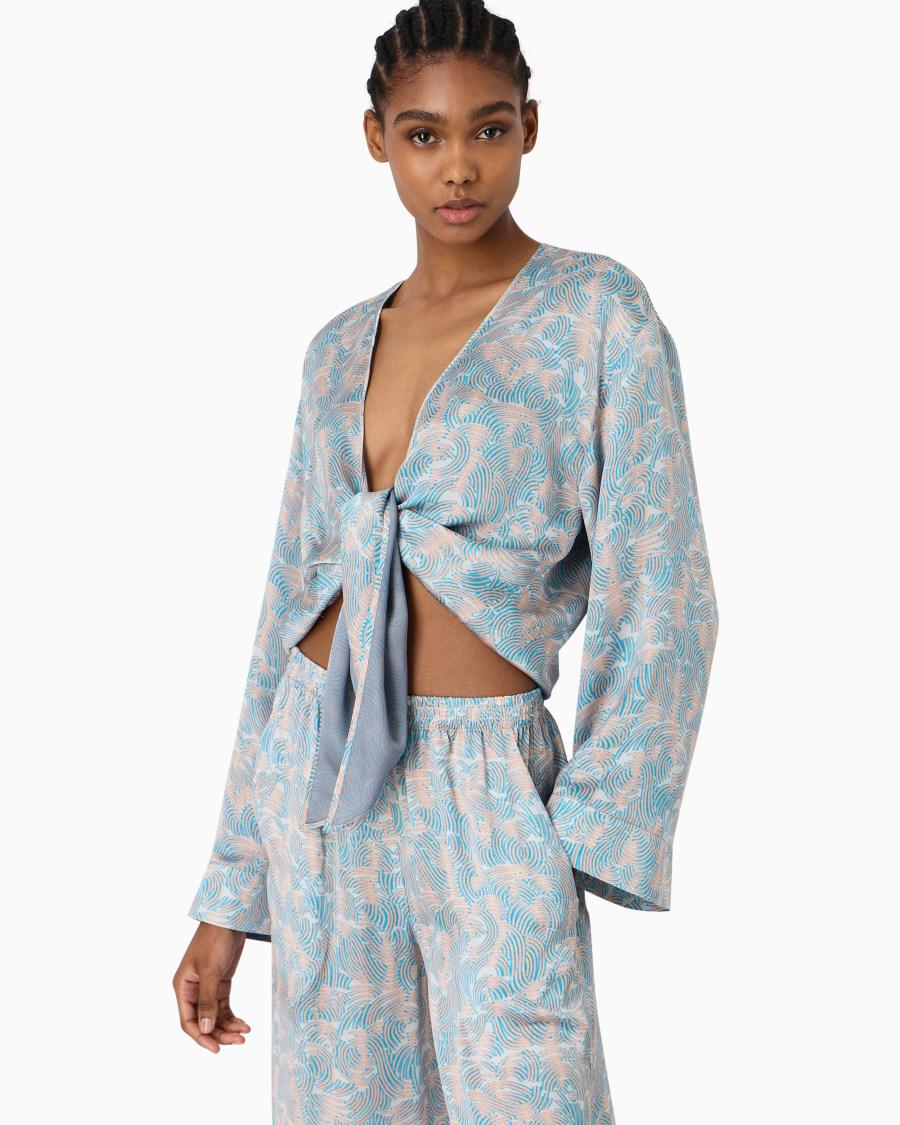 The World Of Armani CAMICIA DA ANNODARE IN SETA STAMPATA