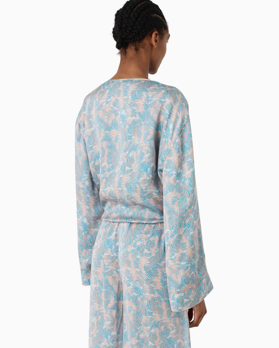 The World Of Armani CAMICIA DA ANNODARE IN SETA STAMPATA