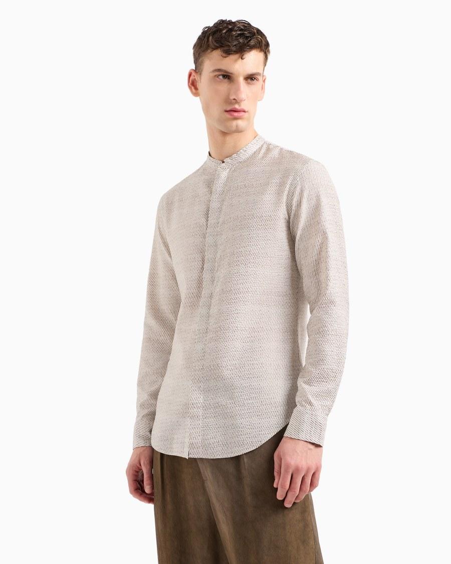 The World Of Armani CAMICIA IN MISTO COTONE E SETA STAMPATA
