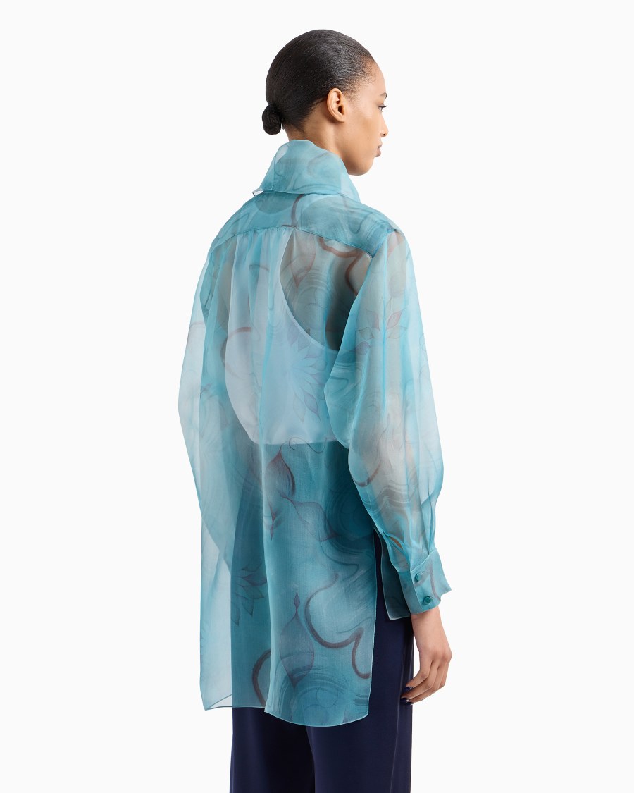 The World Of Armani CAMICIA IN ORGANZA DI SETA STAMPA FLOREALE