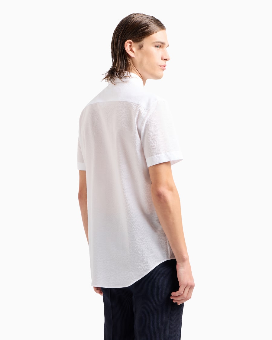 The World Of Armani CAMICIA REGULAR FIT A MANICHE CORTE IN COTONE SEERSUCKER