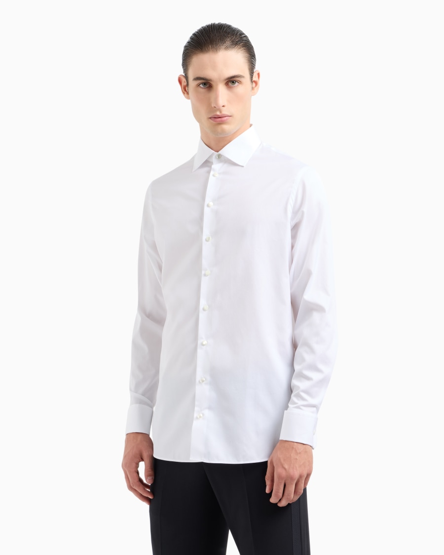 The World Of Armani CAMICIA REGULAR FIT IN COTONE EFFETTO SHINY