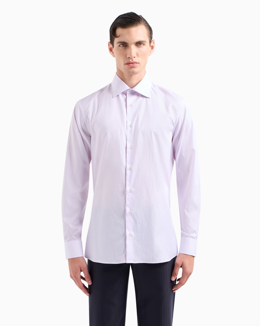 The World Of Armani CAMICIA REGULAR FIT IN COTONE LUXURY MICRO RIGATO