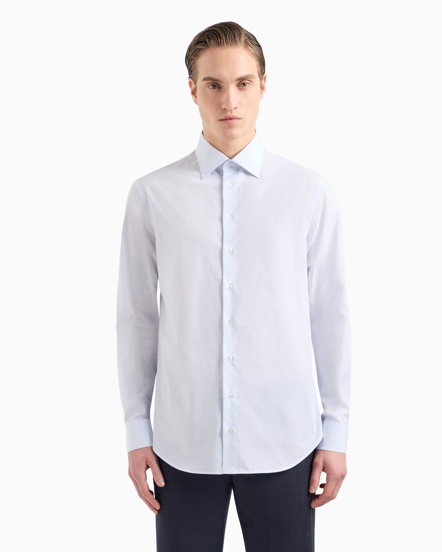 The World Of Armani CAMICIA REGULAR FIT IN COTONE MICROARMATURATO