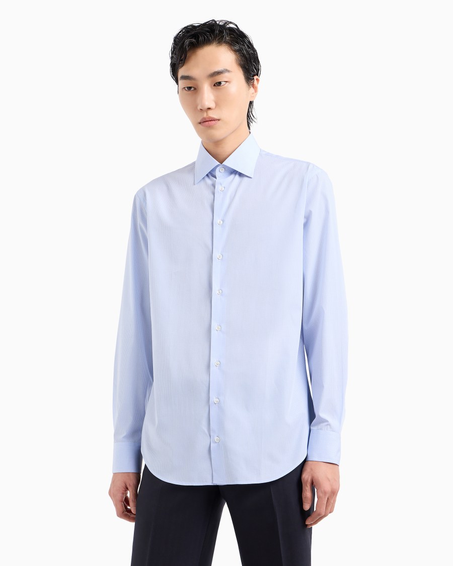The World Of Armani CAMICIA REGULAR FIT IN COTONE MICROARMATURATO