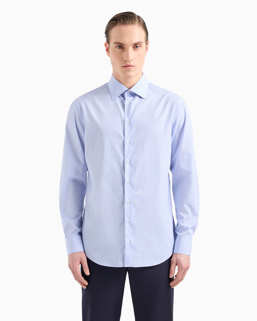 The World Of Armani CAMICIA REGULAR FIT IN COTONE MICROARMATURATO