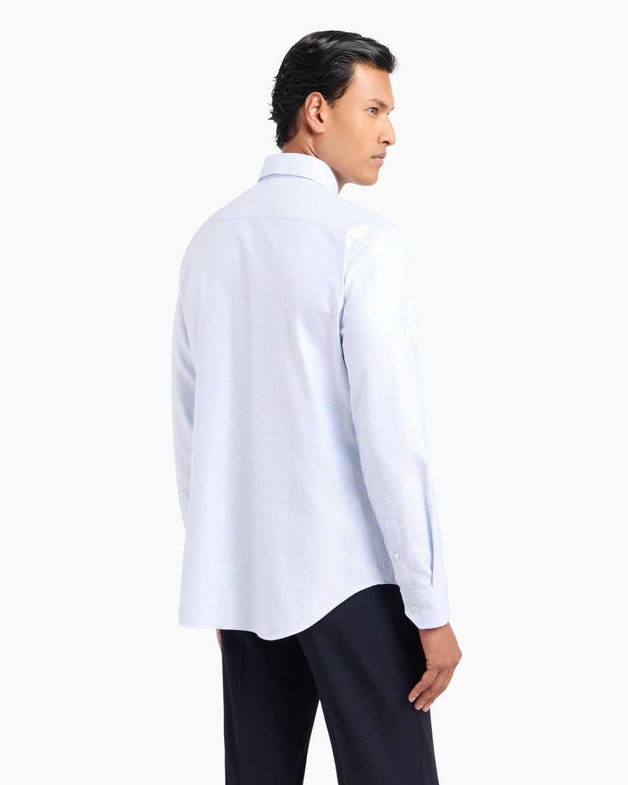 The World Of Armani CAMICIA REGULAR FIT IN COTONE MICROARMATURATO