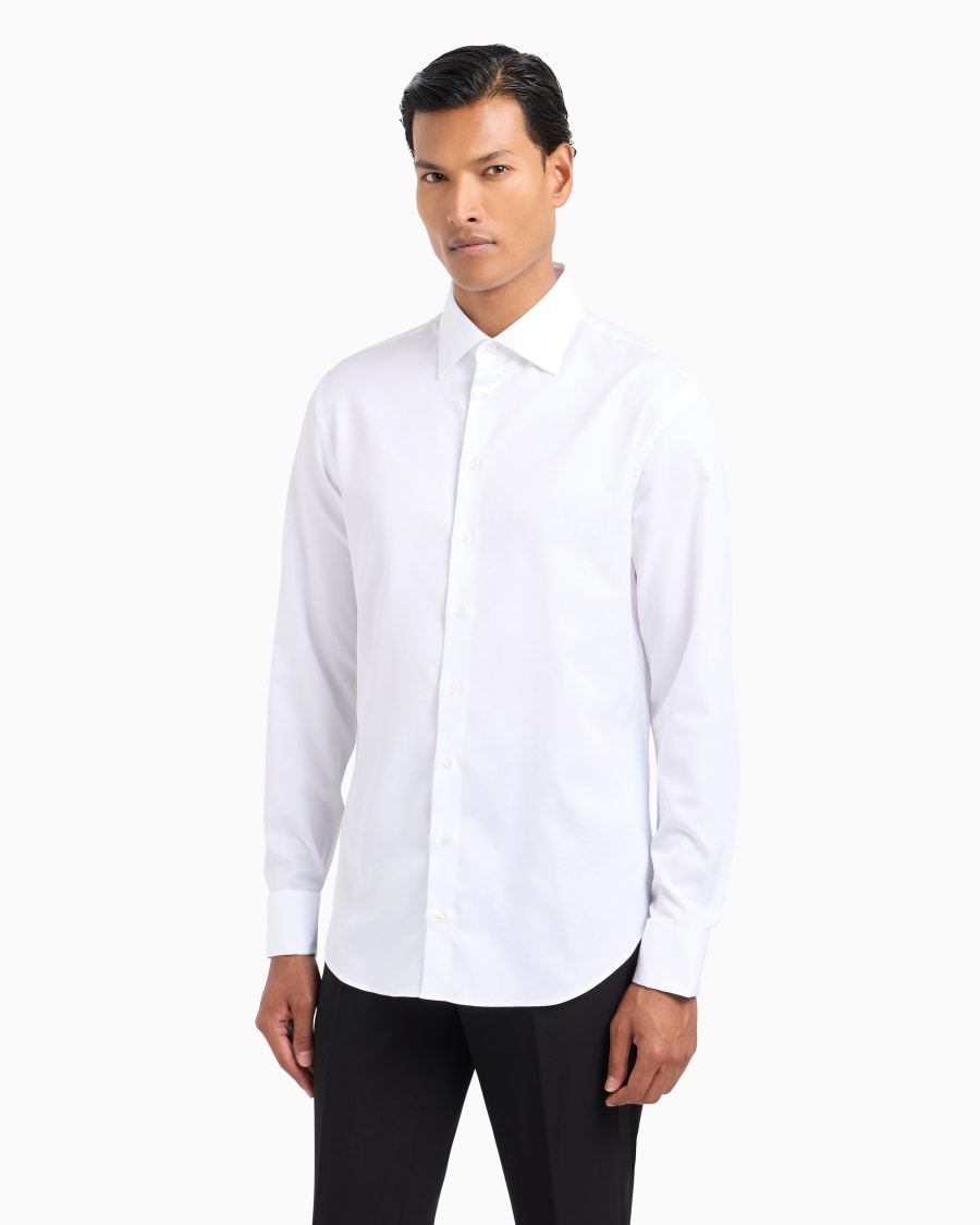 The World Of Armani CAMICIA REGULAR FIT IN COTONE MICROARMATURATO