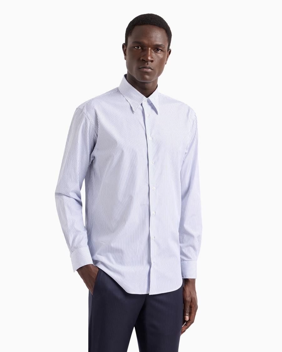 The World Of Armani CAMICIA REGULAR FIT IN COTONE RIGATO
